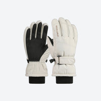 
                  
                    Kids' waterproof snow gloves with zip pocket - white kids snow gloves, pair front and back view, for snow sports weekends
                  
                