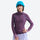 Women's slim UPF50 sun protection jacket - purple slim fit sun jacket on women with blue beanie, for hiking and trail walking