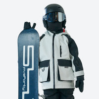 
                  
                    Kids breathable 2-layer ski set with reflective strips - white black kids jacket, for family resort trips
                  
                