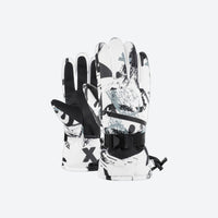 
                  
                    Colorful print ski gloves with leather palm - printed snow gloves pair, white black print pair view, for snow sports weekends
                  
                