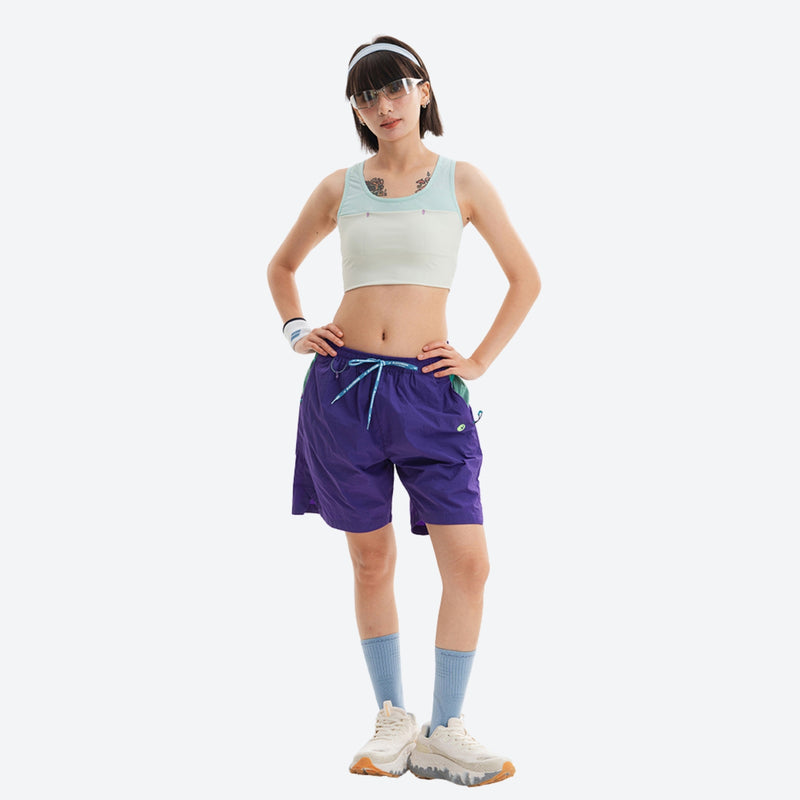 Unisex water-repellent quick-dry shorts - purple water-repellent shorts with drawcord waist, for warm-weather trekking