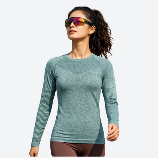 Breathable quick-dry base layer with channel knit - teal 3D channel quick-dry baselayer, for running and outdoor workouts