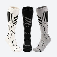 
                  
                    Breathable knee-high merino ski socks - white black gray compression merino ski socks, for cold-weather training
                  
                