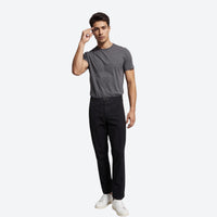 
                  
                    Men's stretch trail pants with straight leg - black slim hiking pants with gray tee, for travel and daily commute
                  
                