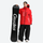 Women's waterproof 2L snow jacket and pants - red jacket with black pants, for cold-weather winter sports