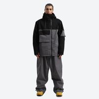 
                  
                    Men's waterproof 2L snow jacket and pants - black and gray colorblock jacket with gray pants, for cold-weather winter sports
                  
                