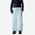 Breathable 650+ fill power duck down snow pants - ice blue down pants with black top, for resort and backcountry days