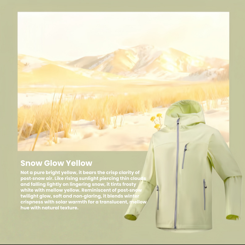 Unisex waterproof softshell jacket with fleece lining - cream yellow, for cold-weather winter sports