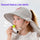 Foldable kids sun hat with cartoon neck flap - gray kids sun hat on girl blowing whistle, for beach and waterside play