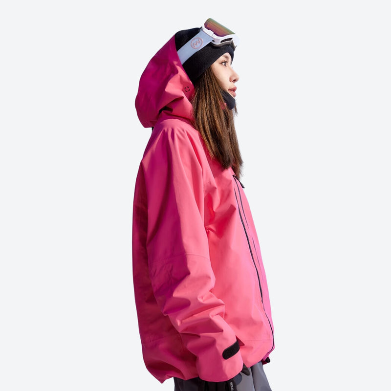 Men's breathable 3-layer padded ski jacket with vents - pink insulated jacket, for skiing and snowboarding