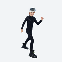 
                  
                    Kids' breathable pure merino wool top and pants set - black kids merino wool base layer suit with goggles cap and boots
                  
                