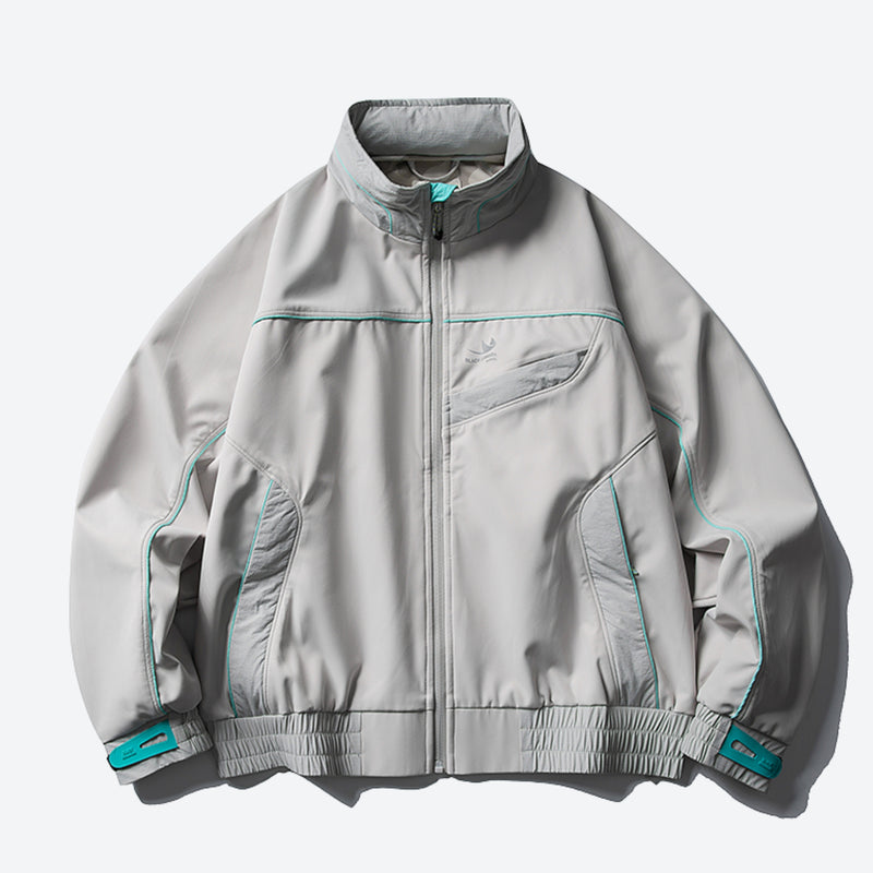 Unisex waterproof softshell jacket and cargo pants - light gray softshell jacket, for resort and street wear