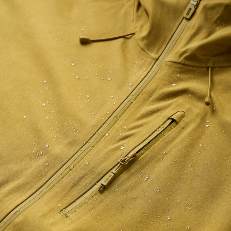 Unisex softshell snowboard jacket with welded seams - mustard, for skiing and snowboarding