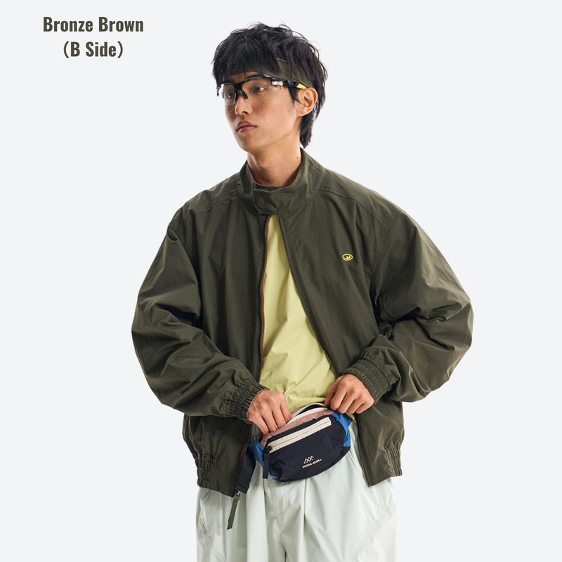 Unisex reversible water-repellent softshell jacket - olive reversible jacket, for resort and street wear