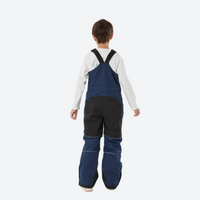 
                  
                    Kids breathable snowboard jacket and bib pants set - navy bib pants with black knee patches, for youth snow play and sledding
                  
                