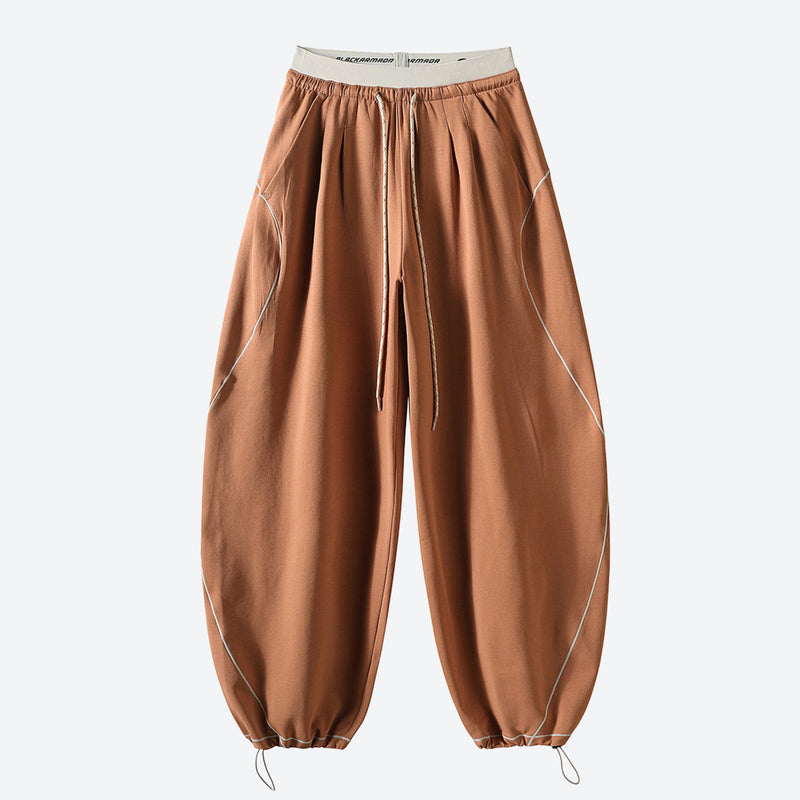 Breathable knit trail pants with cuffed hem - terracotta brown knit cargo pants, for camping and outdoor weekends