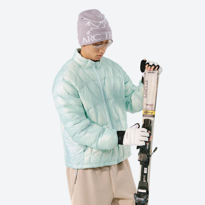 Compact ultralight down vest jacket series - mint green ultralight down jacket on men, for travel and city walks