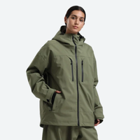 
                  
                    Women's breathable ski jacket with chest zip pockets - olive green jacket, for skiing and snowboarding
                  
                