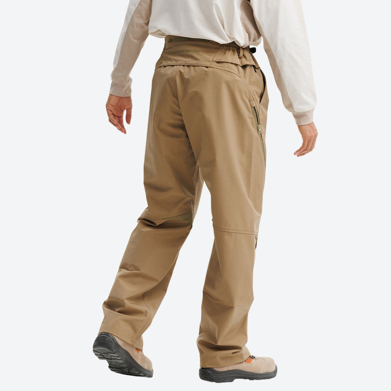 Unisex water-repellent cargo hiking pants - tan brown cargo hiking pants with cream top, for hiking and trail walking