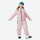 Kids one-piece snowboard suit with snow gaiters - pink kids one-piece snow suit, for snow play and winter commute