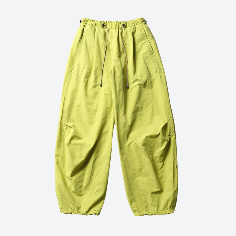 Water-repellent nylon hiking pants with relaxed fit - lime green wide-leg hiking pants, for camping and outdoor weekends