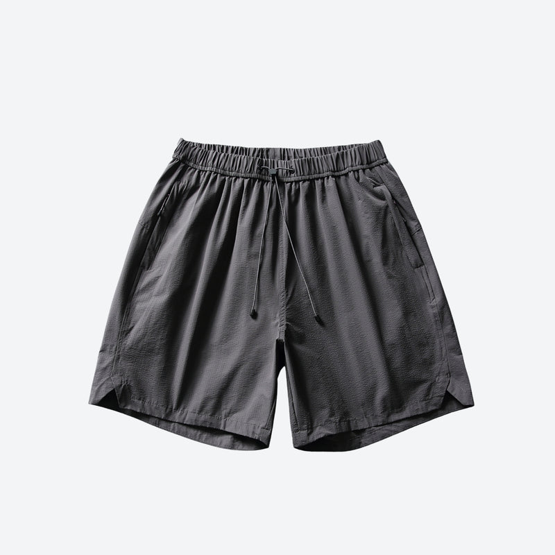 Unisex nylon quick-dry shorts - dark gray quick-dry shorts, flat product front view, for hiking and trail walking