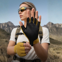 
                  
                    Merino wool hiking gloves breathable touchscreen - mustard merino wool half finger gloves, for hiking and trail walking
                  
                