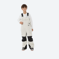 
                  
                    Youth 3-layer ski suit with bib pants - cream bib pants with black knee patches, for family resort ski days
                  
                