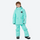 Kids snowboard jacket and pants with snow gaiters - mint kids jacket with mint pants, for snow play and winter commute
