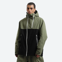 
                  
                    Men's breathable 2L snowboard jacket and pants - olive green and black colorblock, for skiing and snowboarding
                  
                
