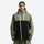 Women's colorblock ski jacket set - olive green and black colorblock, on-model front view, for cold-weather winter sports