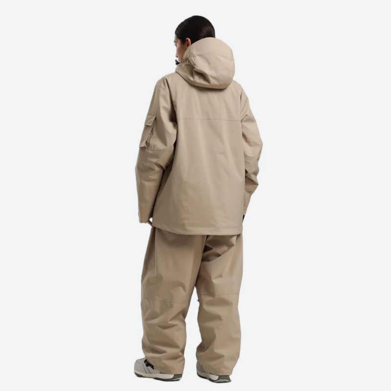 Women's breathable 2-layer snowboard jacket and pants - tan jacket with tan pants, for skiing and snowboarding