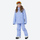 Kids snowboard jacket and pants with snow gaiters - periwinkle kids jacket with periwinkle pants, on-model front view