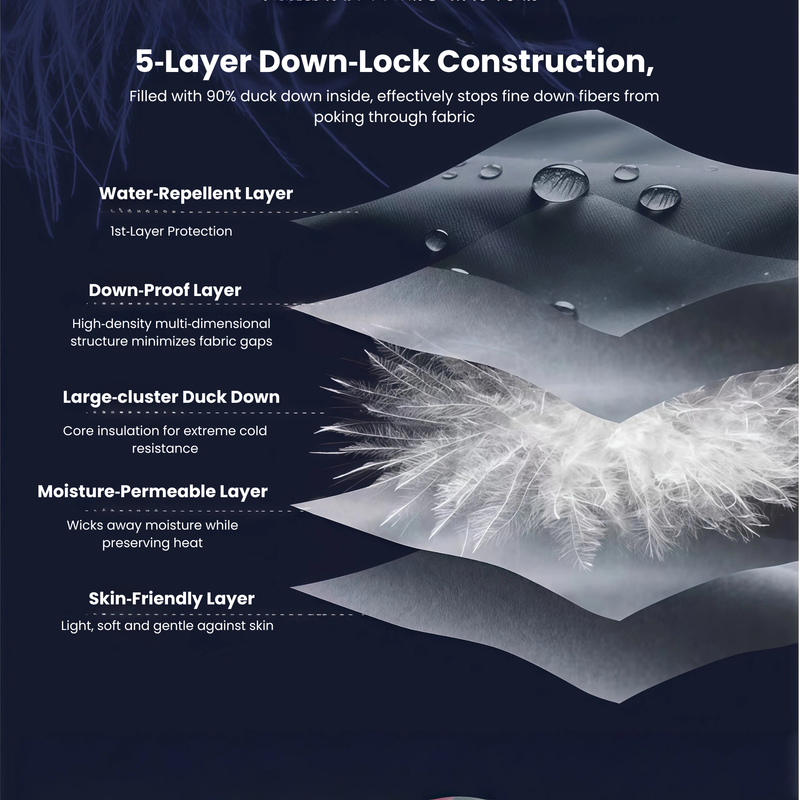 Breathable 650+ fill power duck down snow pants - down pants, for skiing and snowboarding