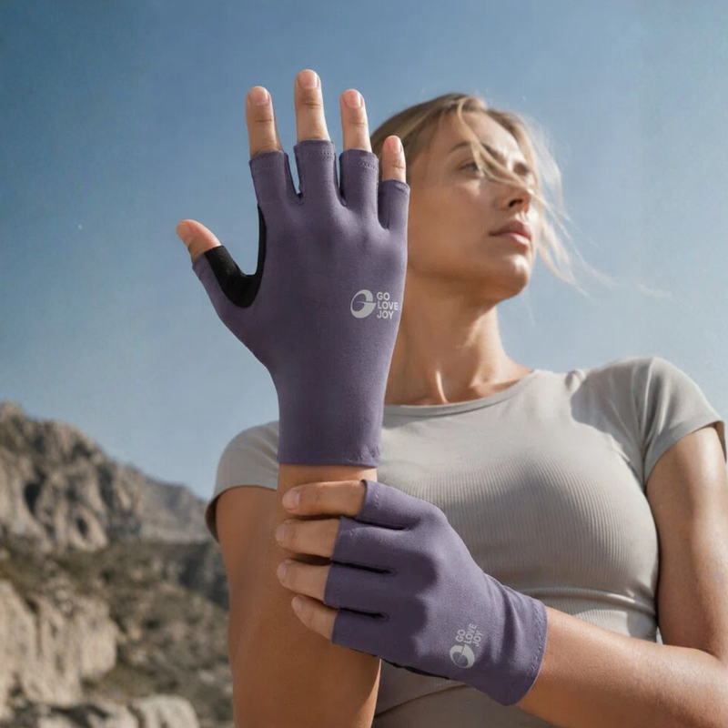 Merino wool hiking gloves breathable touchscreen - purple merino wool half finger gloves, for camping and outdoor weekends