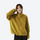 Unisex honeycomb texture fleece jacket - mustard honeycomb fleece jacket on women, for layering in cool weather