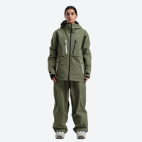 
                  
                    Women's 2-layer snowboard jacket and pants - olive green jacket with olive pants, for skiing and snowboarding
                  
                