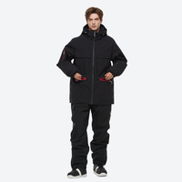
                  
                    Men's waterproof 2L snow jacket and pants series - black jacket with black pants, for cold-weather winter sports
                  
                