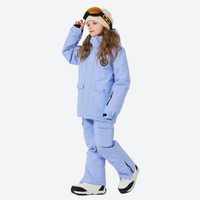 
                  
                    Kids waterproof 2L snow jacket and pants set - periwinkle kids jacket with periwinkle pants, for family resort trips
                  
                