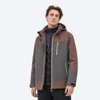 
                  
                    Breathable 3-layer shell with removable fleece liner - brown gray colorblock jacket with fleece liner
                  
                