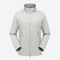 
                  
                    Men's breathable water-repellent softshell shell - light gray softshell jacket, for camping and outdoor wear
                  
                