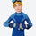 Kids' printed ski gloves with wrist strap - navy kids snow gloves on boy, front standing wear view, for snow sports weekends