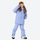 Kids breathable 2-layer colorblock ski suit - periwinkle kids jacket with periwinkle pants, for snow play and winter commute