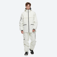 
                  
                    Men's breathable ski jacket with cargo pants - white jacket with white pants, for skiing and snowboarding
                  
                