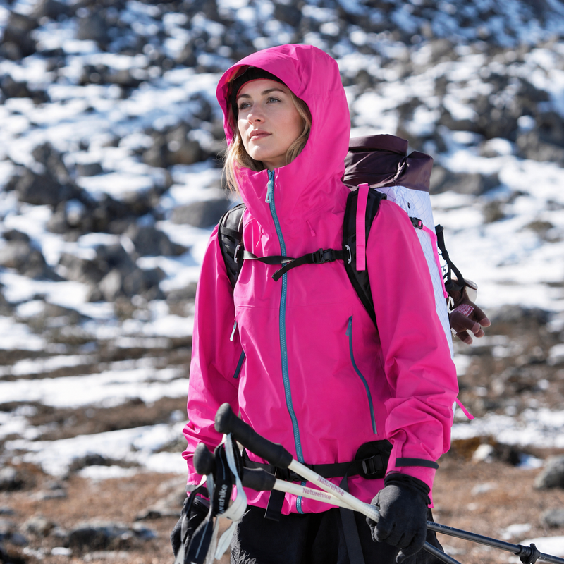 Women's waterproof 3L hardshell ski jacket - pink hardshell jacket, for hiking and travel