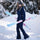 Women's breathable 3-layer jumpsuit ski suit - navy one-piece snow suit, for skiing and snowboarding