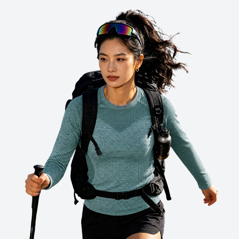 Lightweight moisture-wicking baselayer for outdoor - teal 3D channel quick-dry baselayer, for skiing and snowboarding
