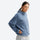 Breathable quick-dry pullover with funnel hood - blue hooded mid-layer pullover on women, for travel and city walks