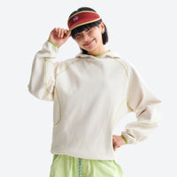 
                  
                    Soft breathable mid-layer pullover with hood - cream hooded mid-layer pullover on women with visor
                  
                