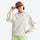 Soft breathable mid-layer pullover with hood - cream hooded mid-layer pullover on women with visor
